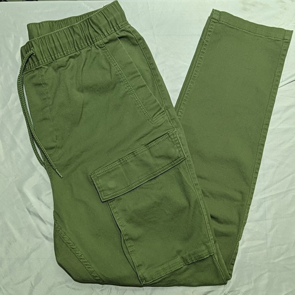 H&M Skinny Fit Coupe Moulante Men's Cargo Pants Khaki Green Size Large